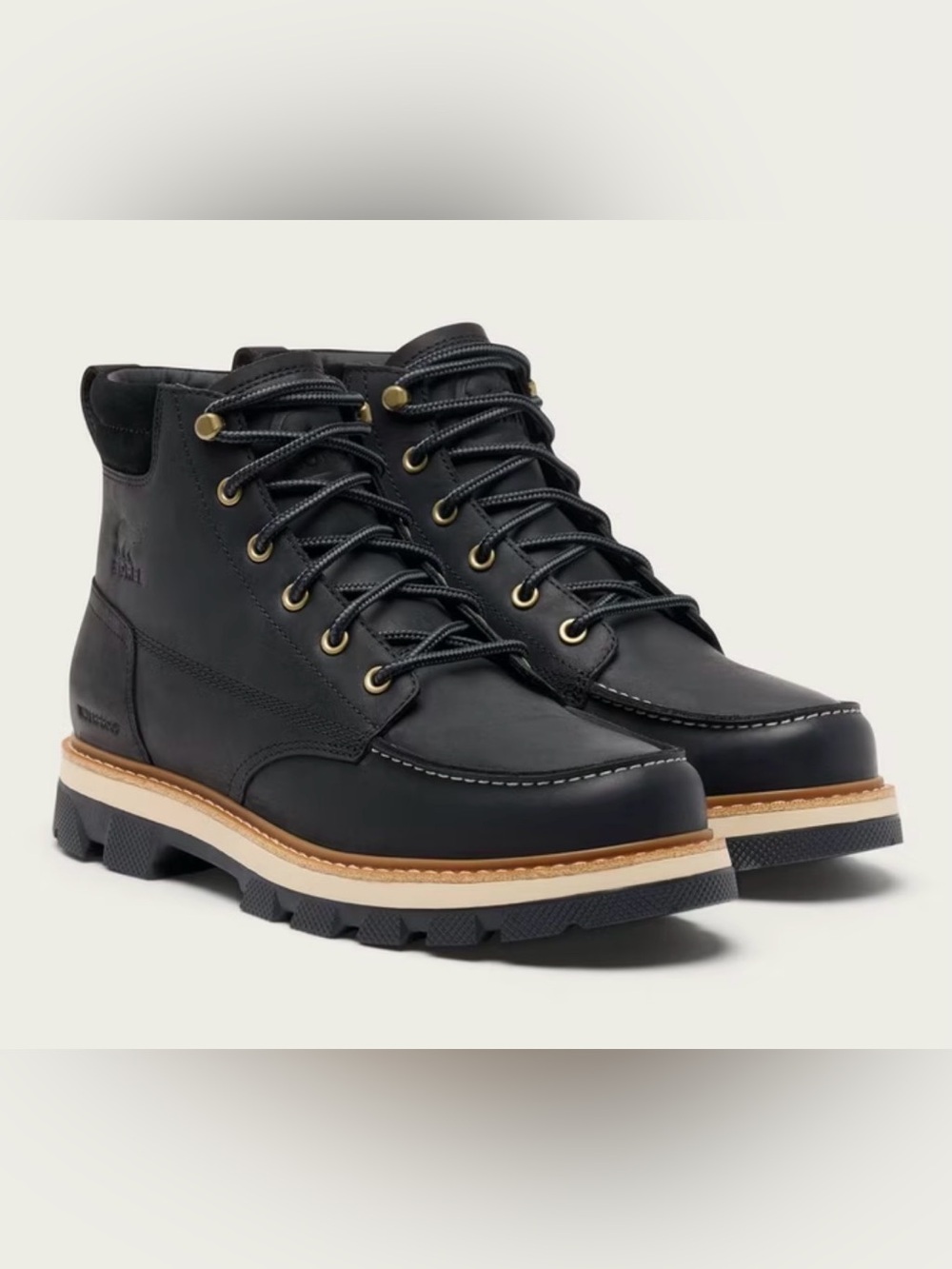 Sorel Black Leather Caribou Mac Waterproof Boots l sz 10.5 US 43.5 EUR